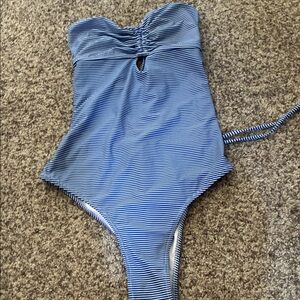 Cupshe Blue Striped One Piece Swimsuit